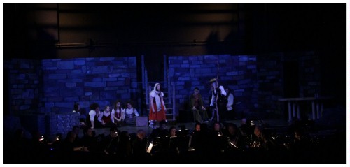 (Image: Aldonza and Quixote Meet
  Outside at Night)