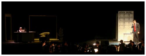 (Image: Biggley Reads in his Office while Frump Talks on the Phone
  in the Mail Room)