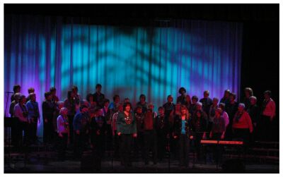 (Image: The ScotianAires in Red with a Turquoise Pattern on a
Lavender Back Curtain)