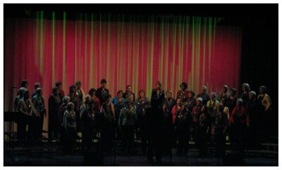 (Image: The ScotianAires in Red with Pink and Green on the
  Back Curtain)