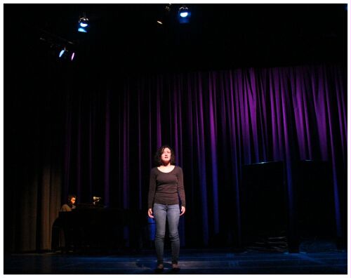 (Image: A Singer is Lit by a Followspot
  while the Pianest Accompanies)