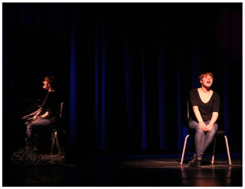 (Image: A Singer in a Chair is Reflected by
 one of the Mirrors)