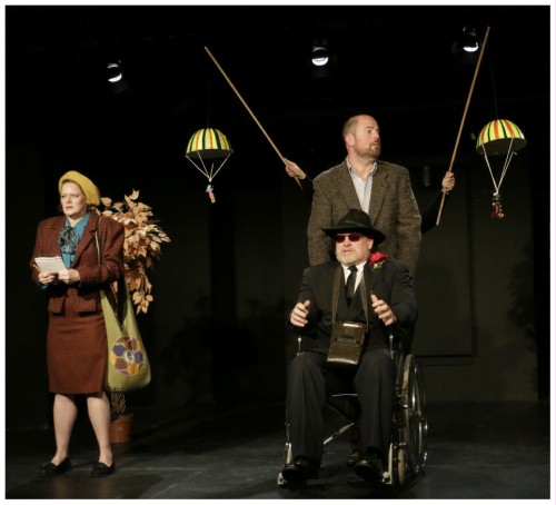 (Image: Harry, and Tony in a Wheelchair, Sky DIve 
  while Annabel Nervously Follows