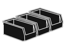 (Image Left: Row of Three Plastic Bins)