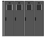 (Image Left: Row of Steel Lockers)